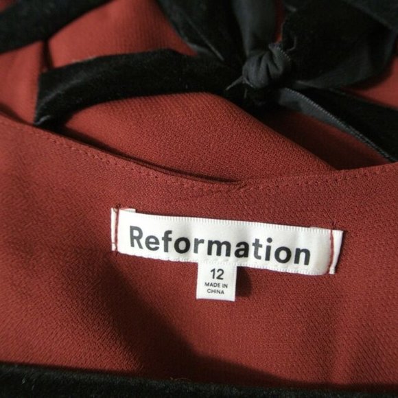 NEW Reformation Brogan Long Sleeve Button Front Midi Dress Chianti Size 12 #1366 - Picture 12 of 12